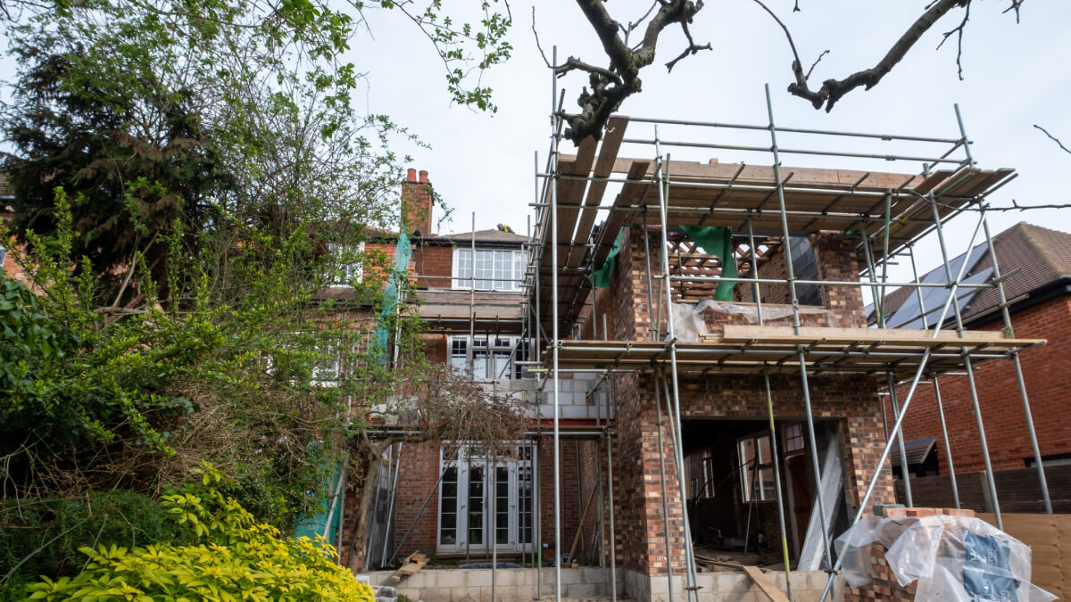 House with scaffolding