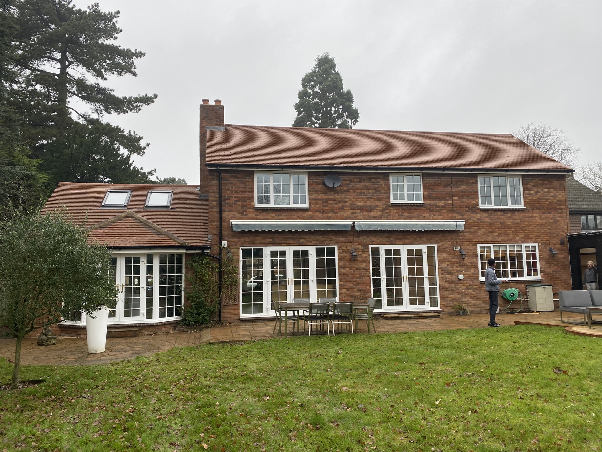 A more central view of the rear extension with more grass
