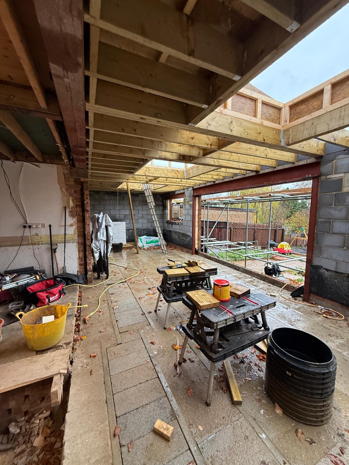 An interior picture of the progression of the rear extension