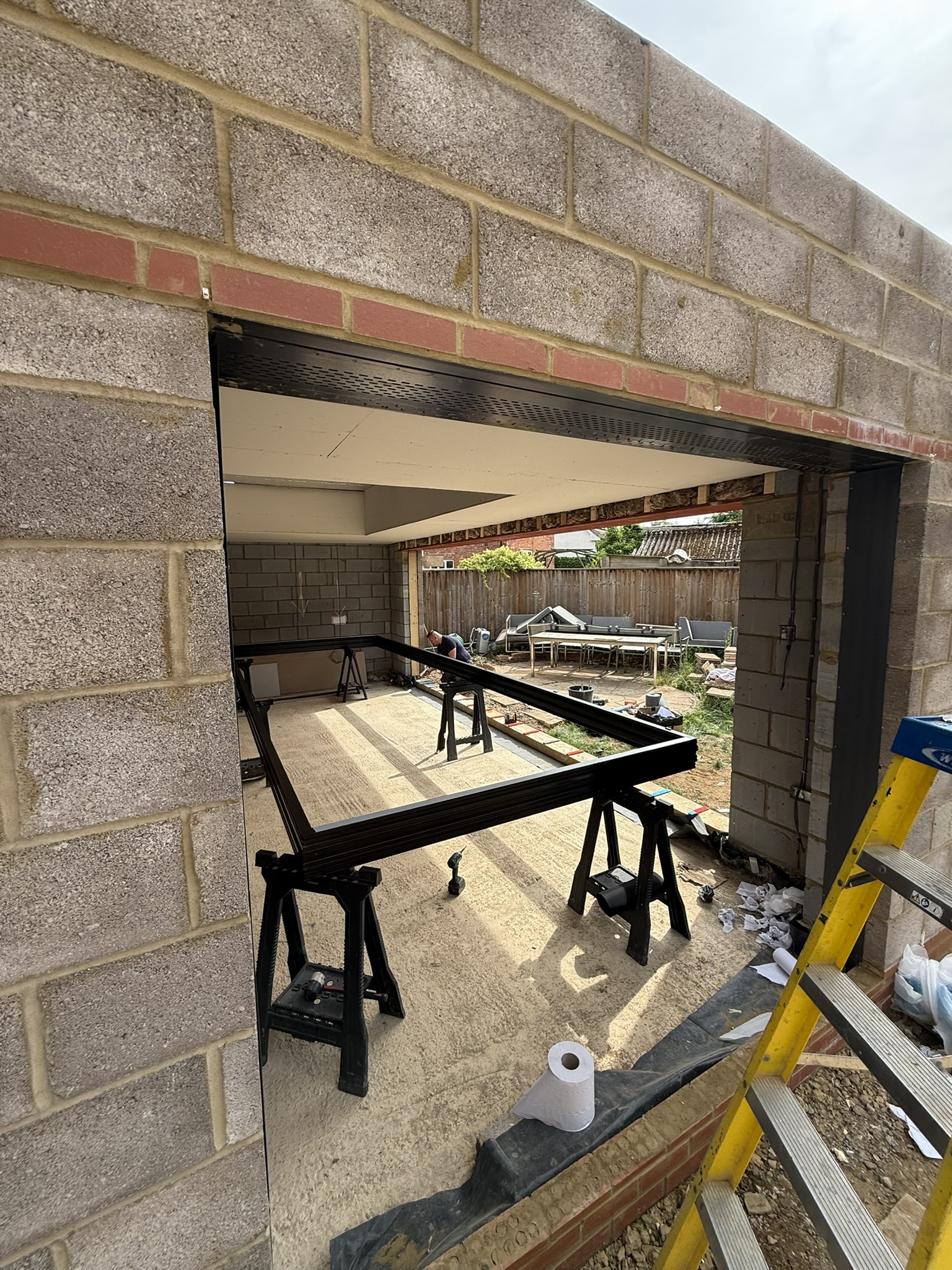 A progress picture of the rear extension from the side