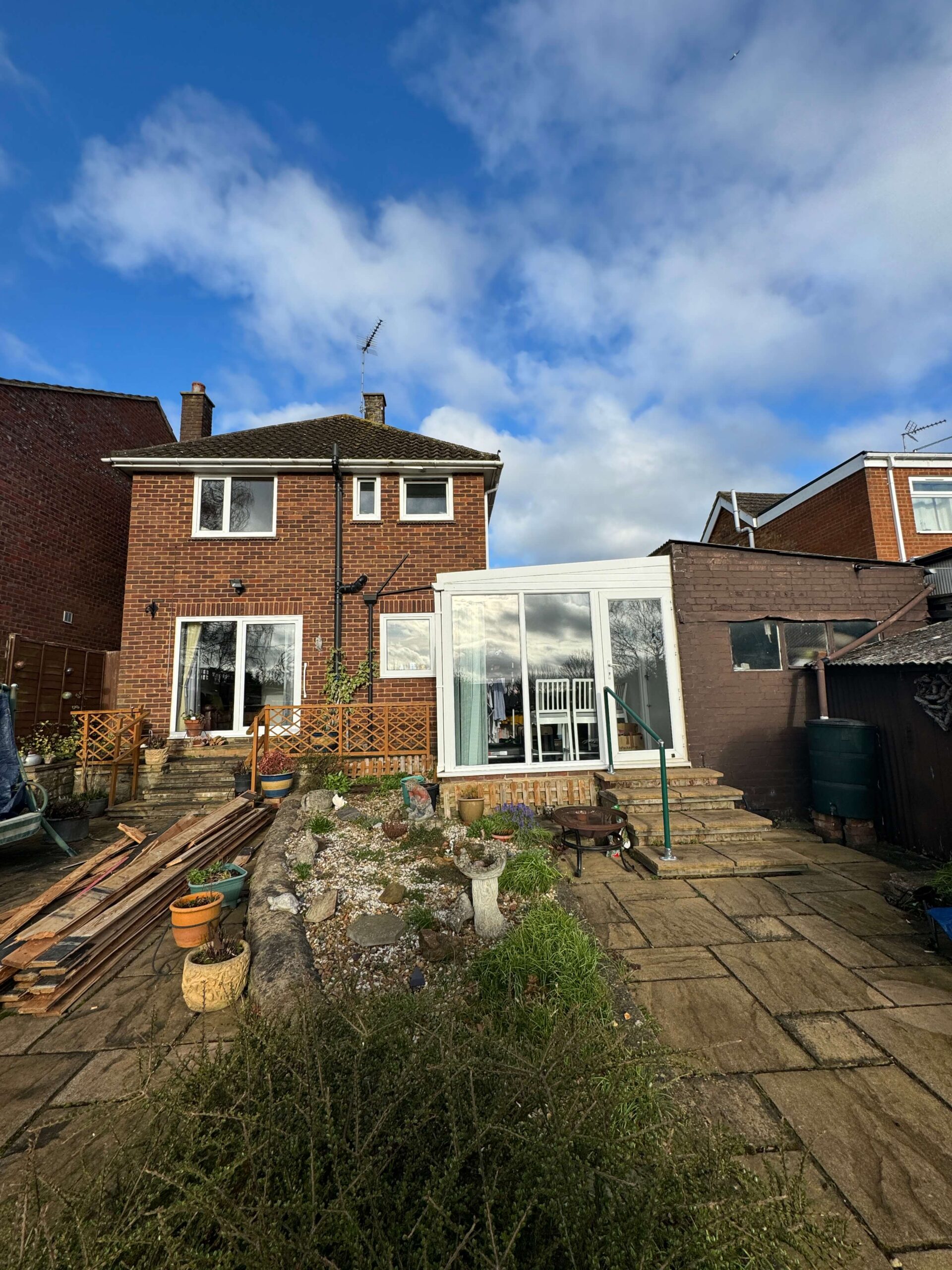 A finished picture of garden including the rear extension