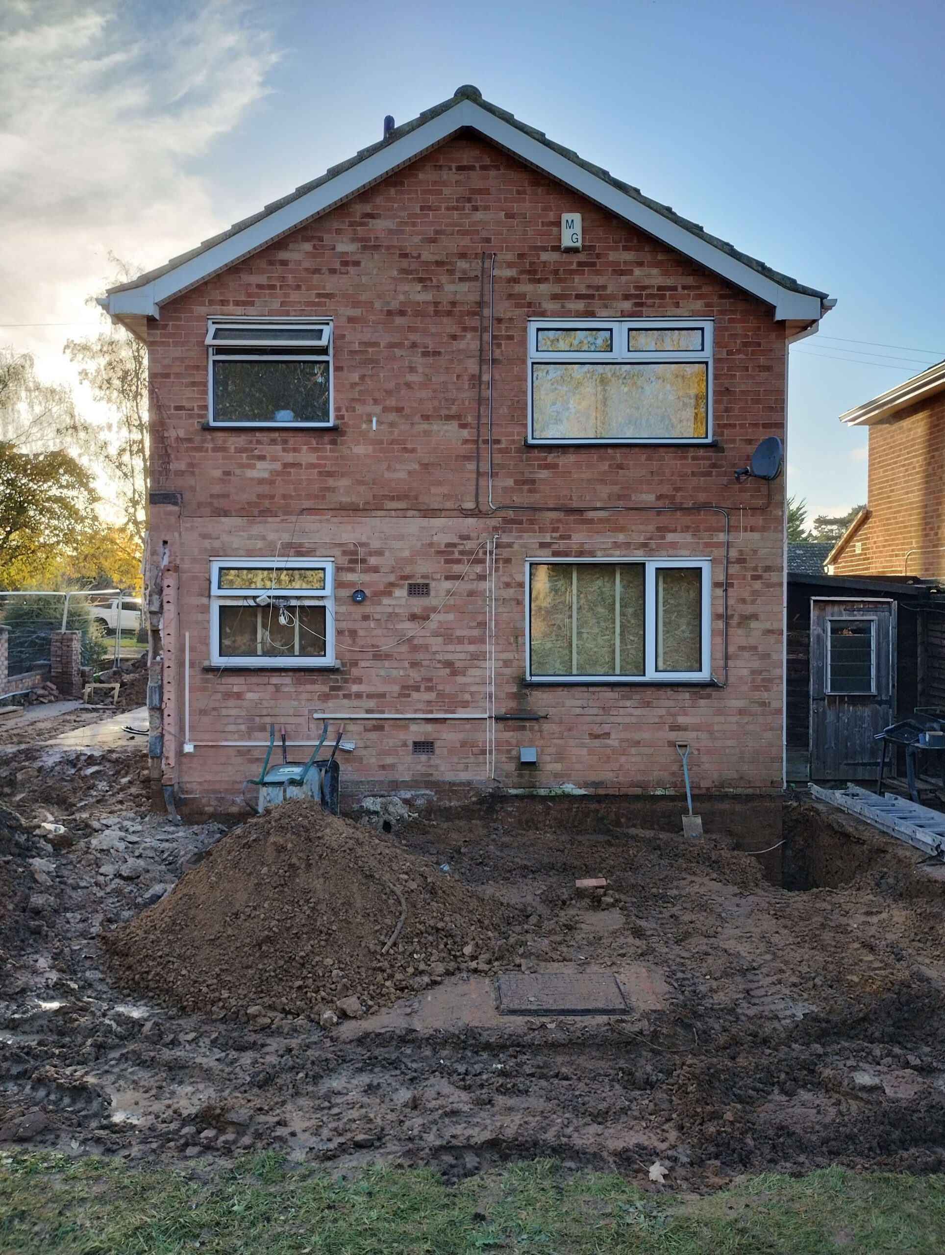A picture during the construction of the rear garden