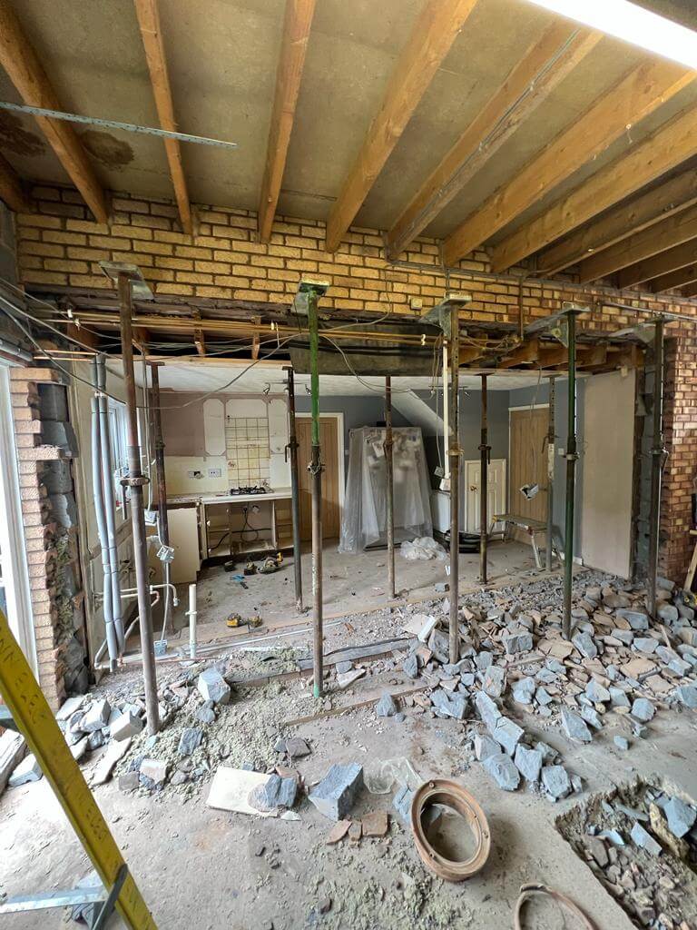 A progression picture of the kitchen renovation