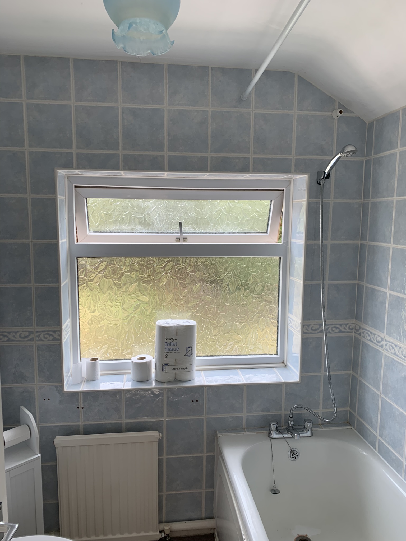 A interior picture of the bathroom door
