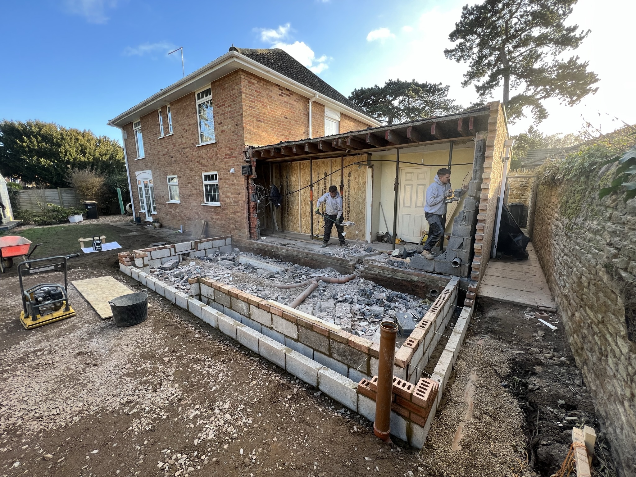 A picture of the work being done on the rear extension