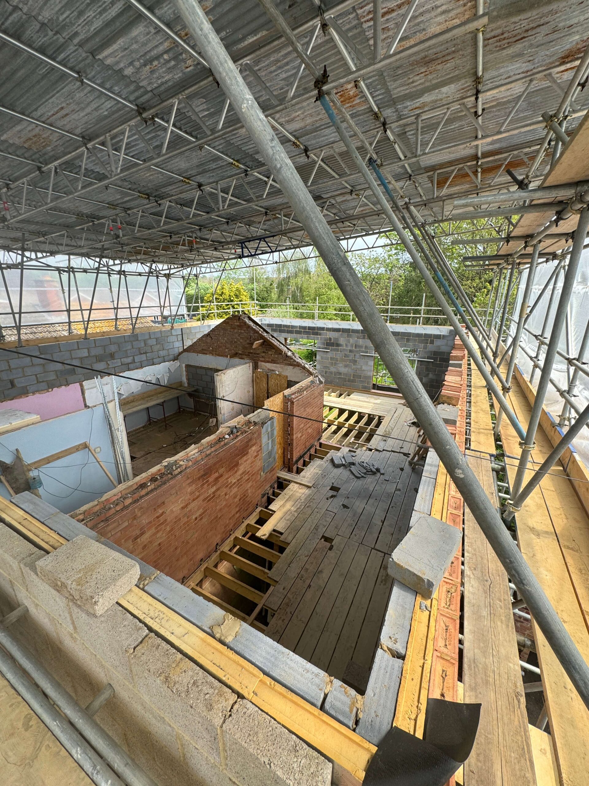 A high angle of the construction site