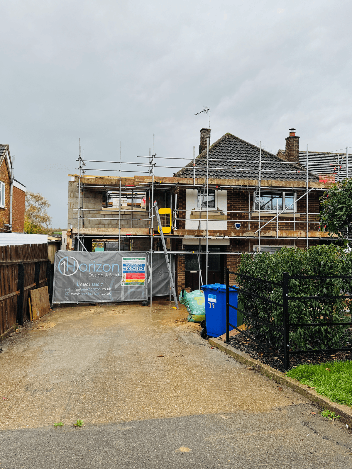 A midway progression picture of the front house for the rear extension
