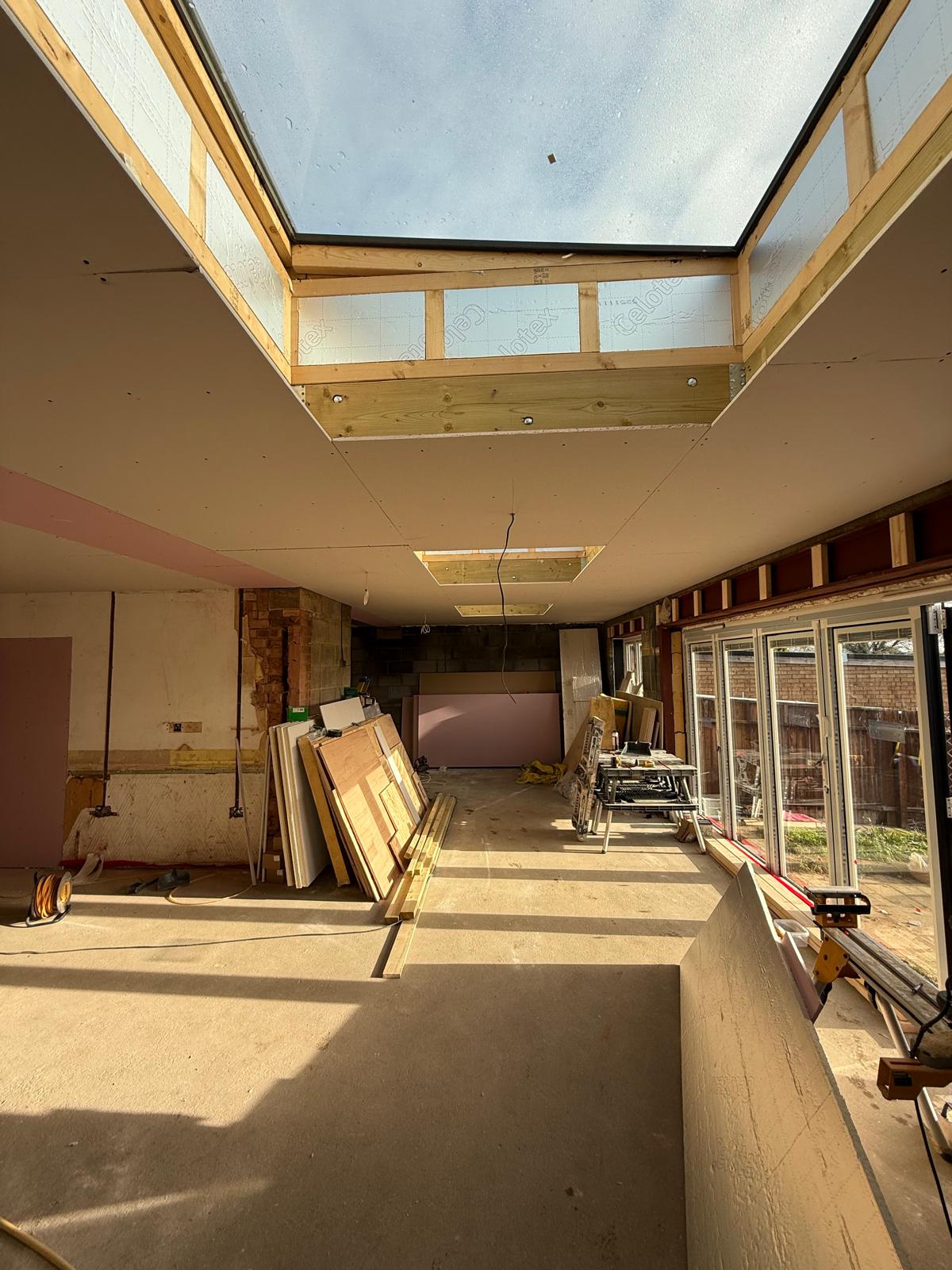 An interior side picture of the progression of the rear extension