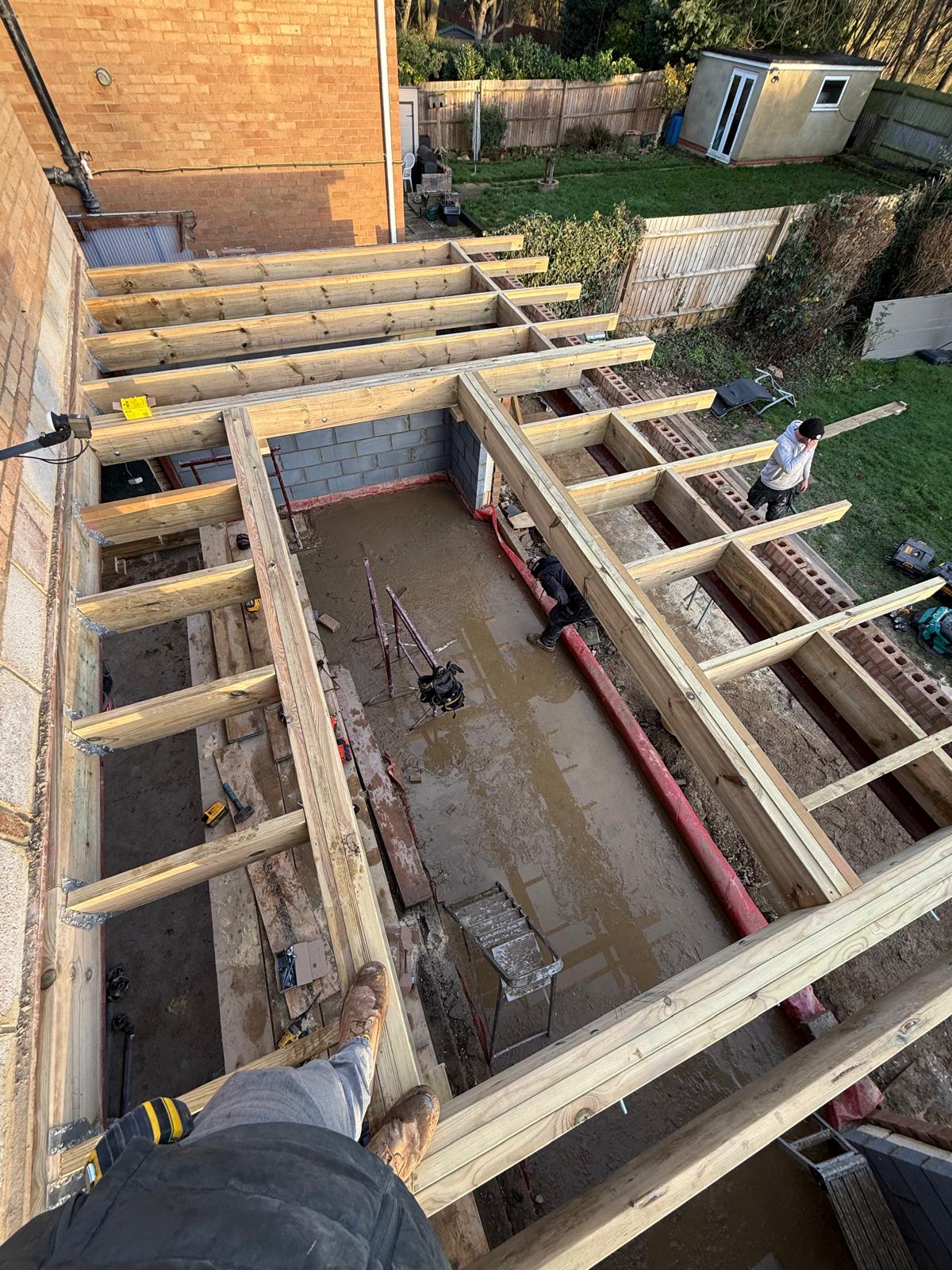 A high angle of the rear extension in construction